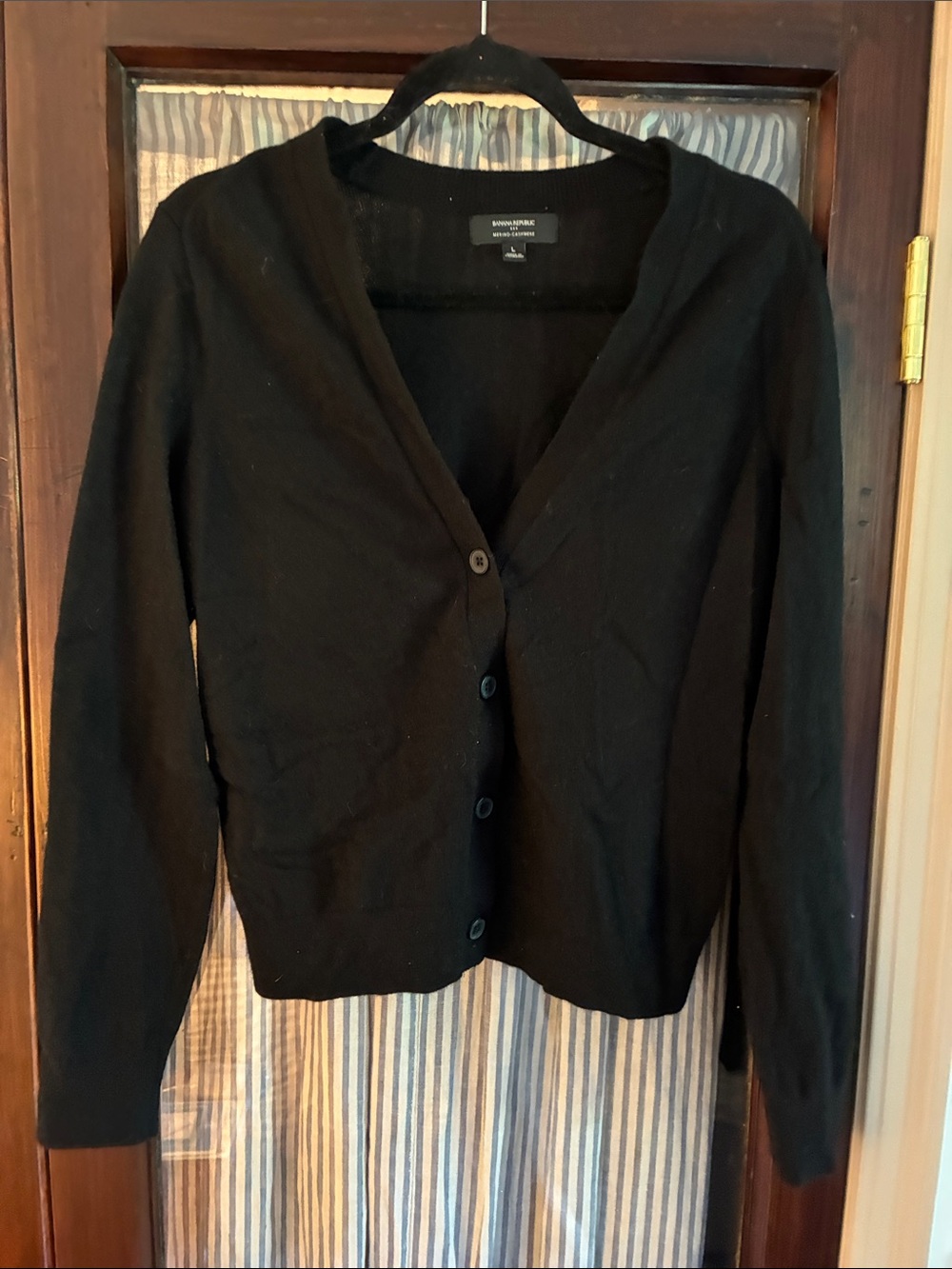 Banana Republic Black V-Neck Wool and Cashmere Button Cardigan